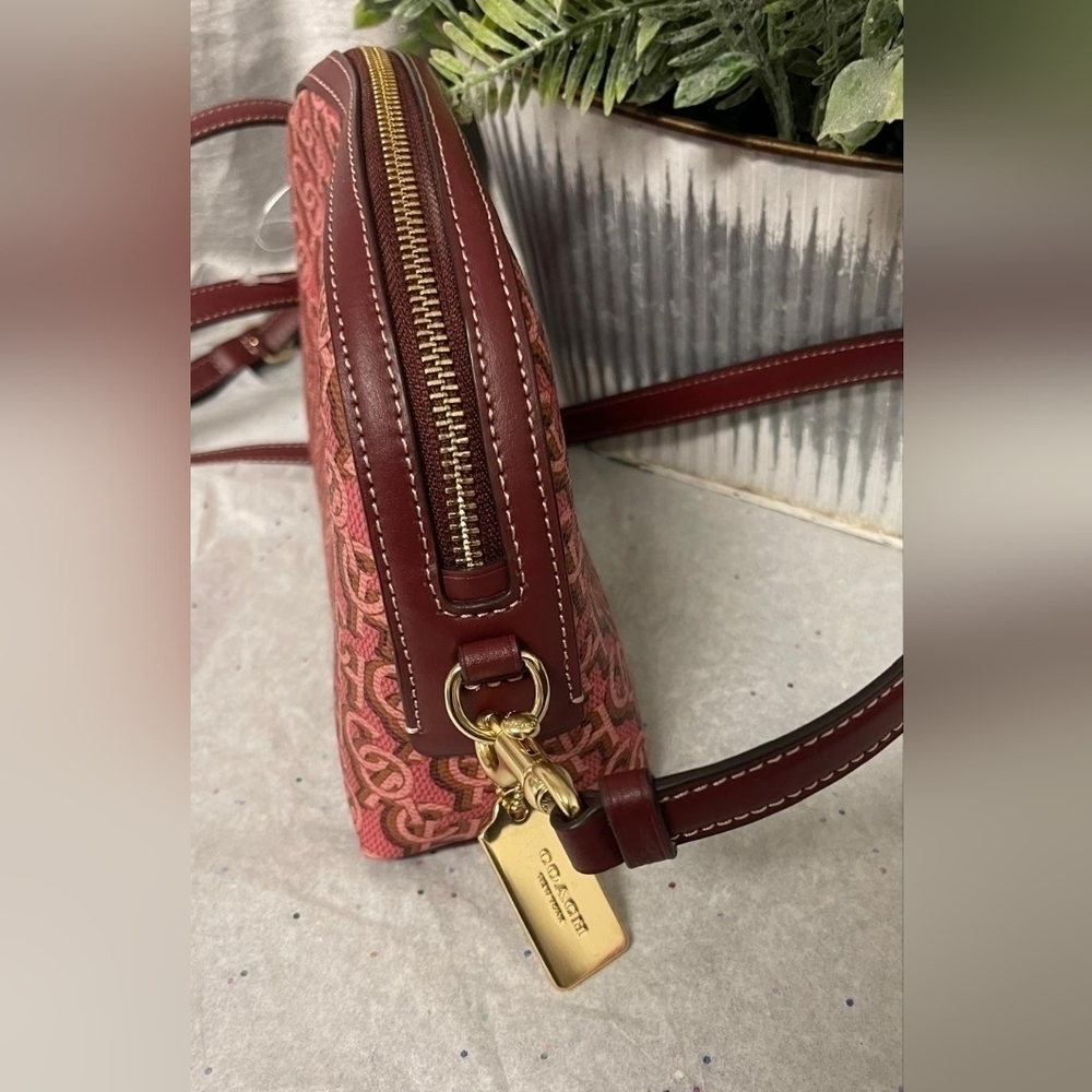 New COACH MADI Crossbody w Rouge Pink Canvas & Leather Monogram Print - Picture 3 of 4